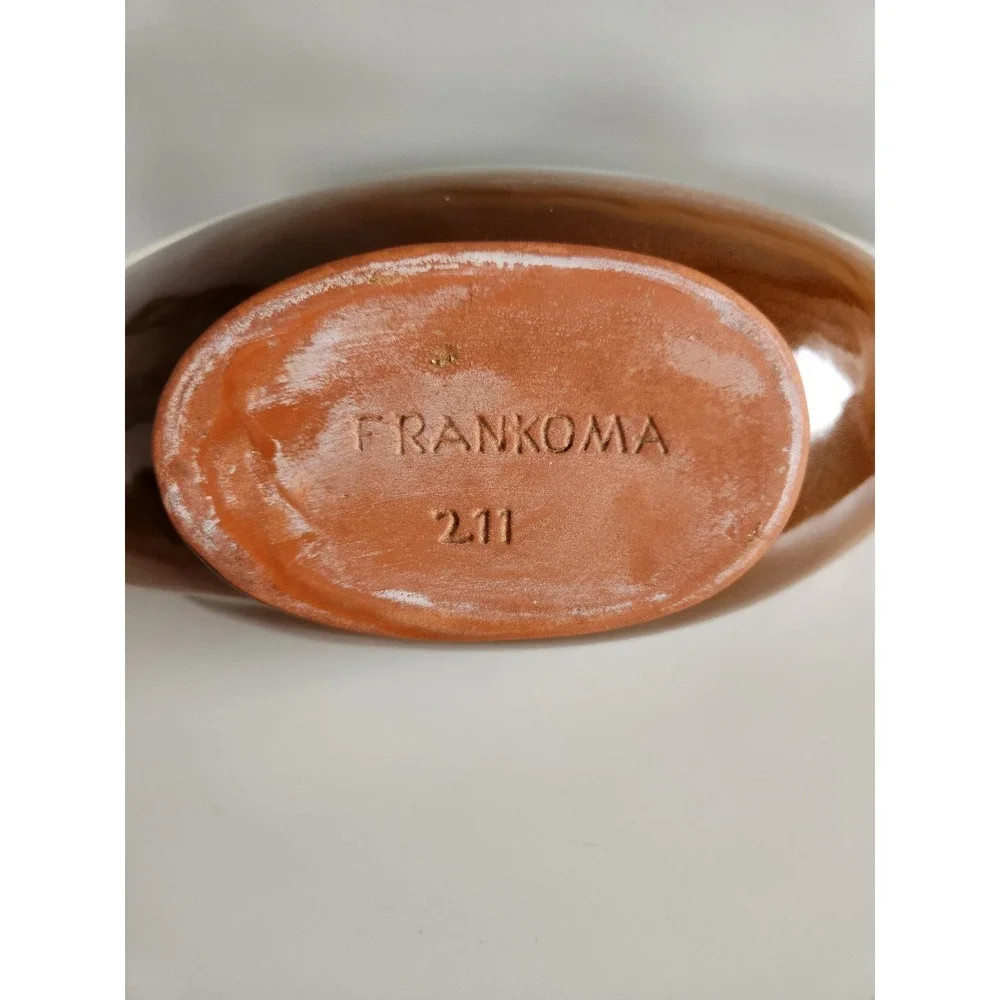 Vintage MCM Frankoma Pottery Brown Crescent shaped Planter Decorative Bowl #211